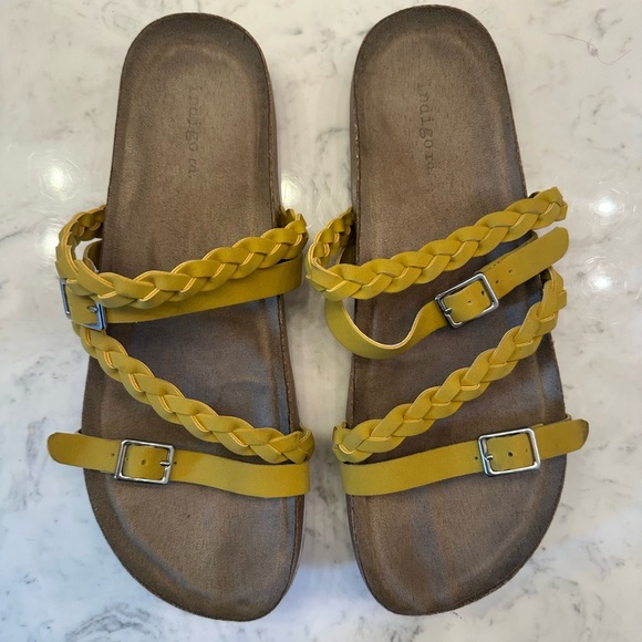 Indigo Rd Mustard Yellow Braided Strappy Sandal Womens 9.5 M - Picture 2 of 7